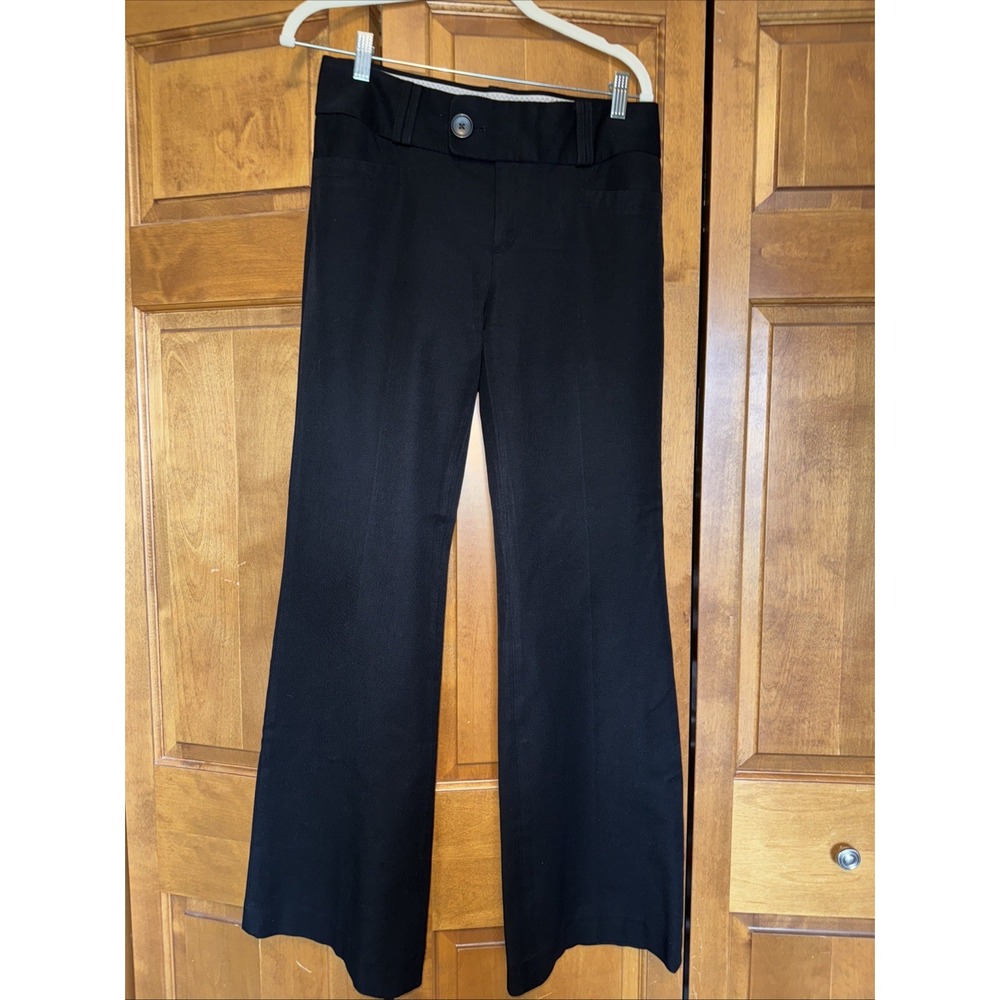 Banana Republic Martin Fit Wide Flare Trousers Pants Womens 8 Black Career